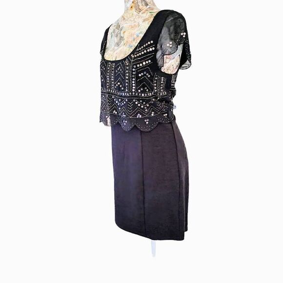 American Eagle Outfitters Charcoal Butterfly Sequined Bodycon Short Dress - Picture 5 of 11